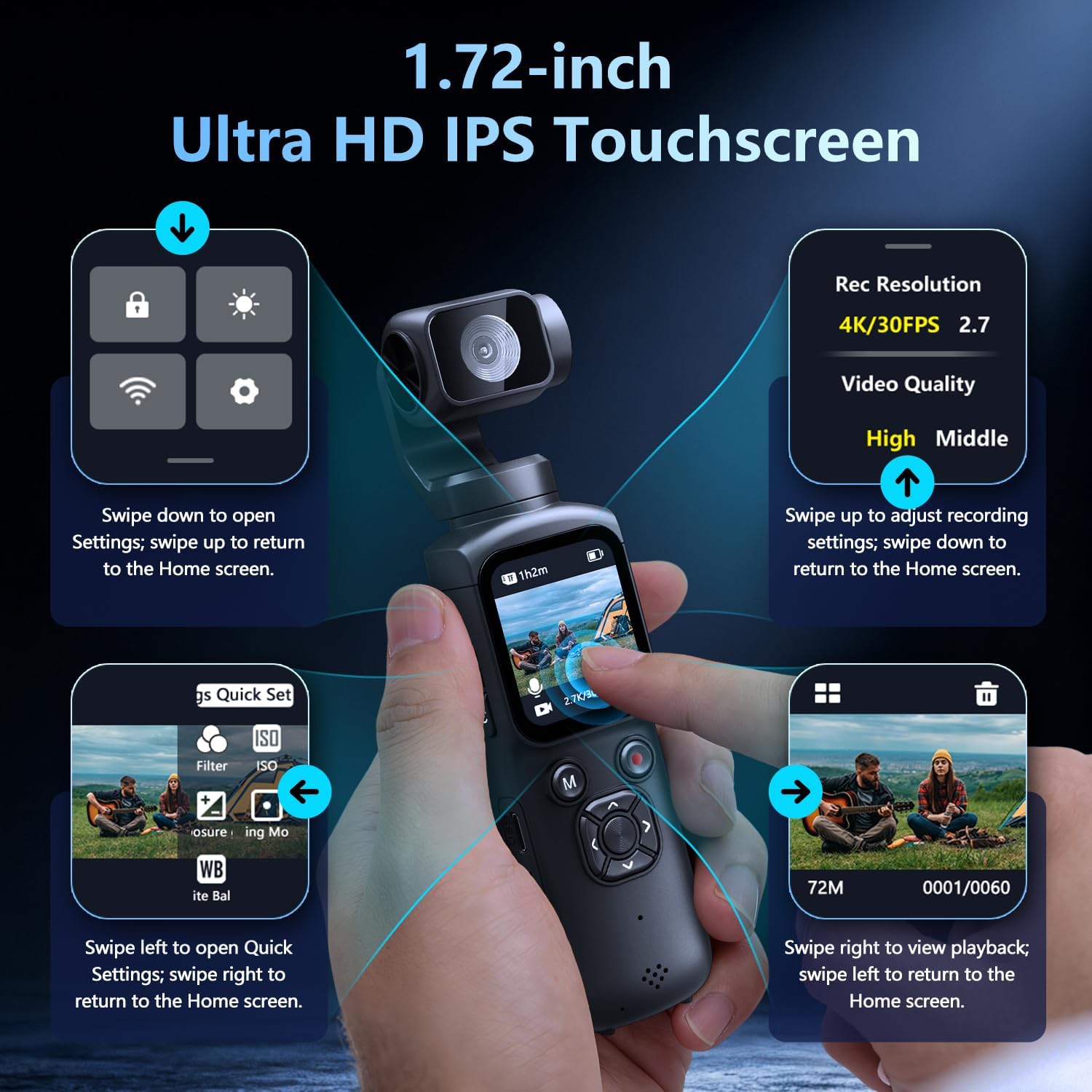 Kamera Vlog Pocket 3-Axis Gimb - Car Accessories Online ulasan dan harga